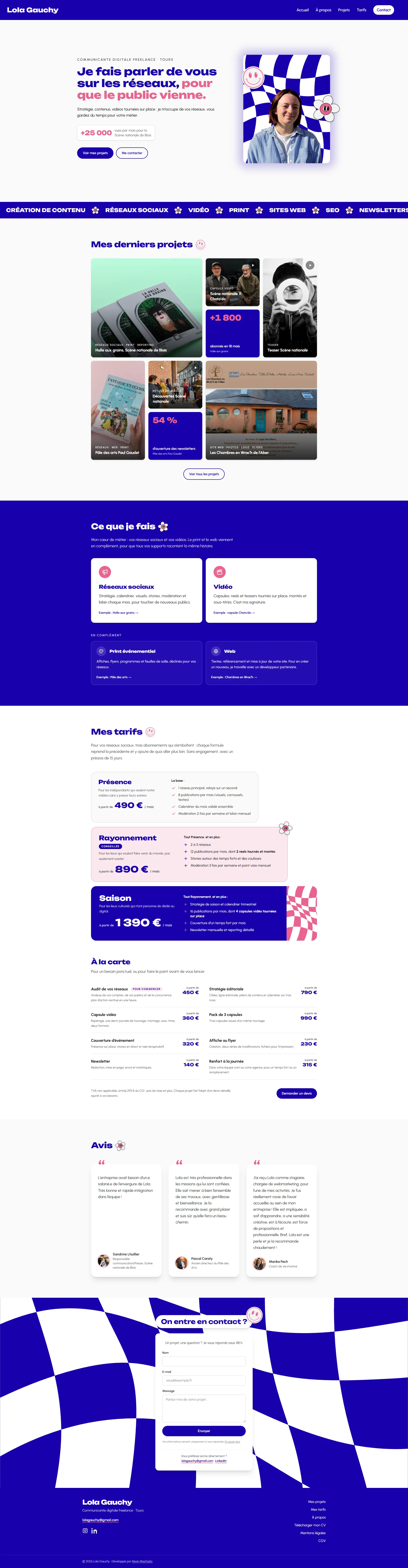 Page d'accueil du portfolio de Lola Gauchy